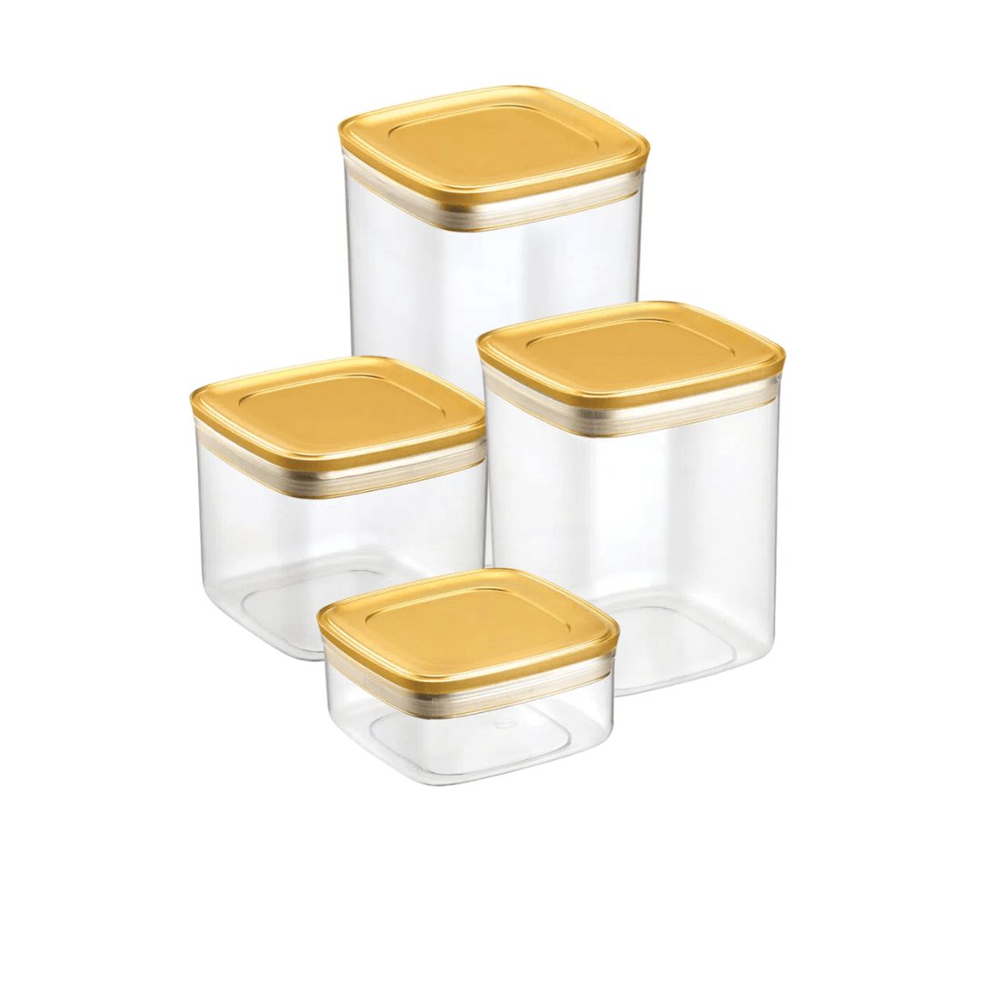 Conjunto de Potes Herméticos Dourado 4 Peças