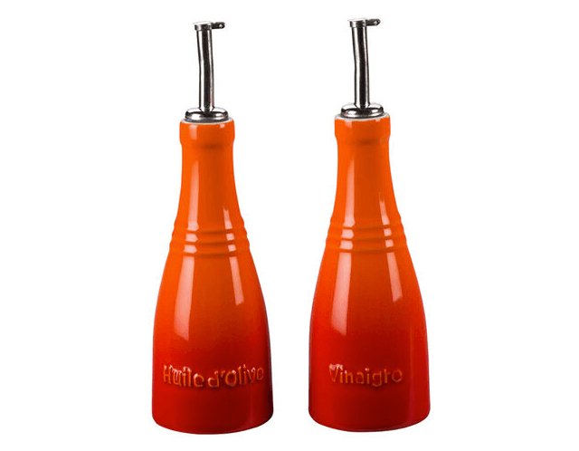 Conjunto Galheteiro Porta Óleo, Azeite e Vinagre Laranja Le Creuset