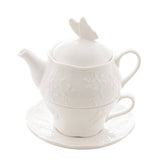 Conjunto para Chá 3 Peças de Porcelana New Bone Butterfly Flower