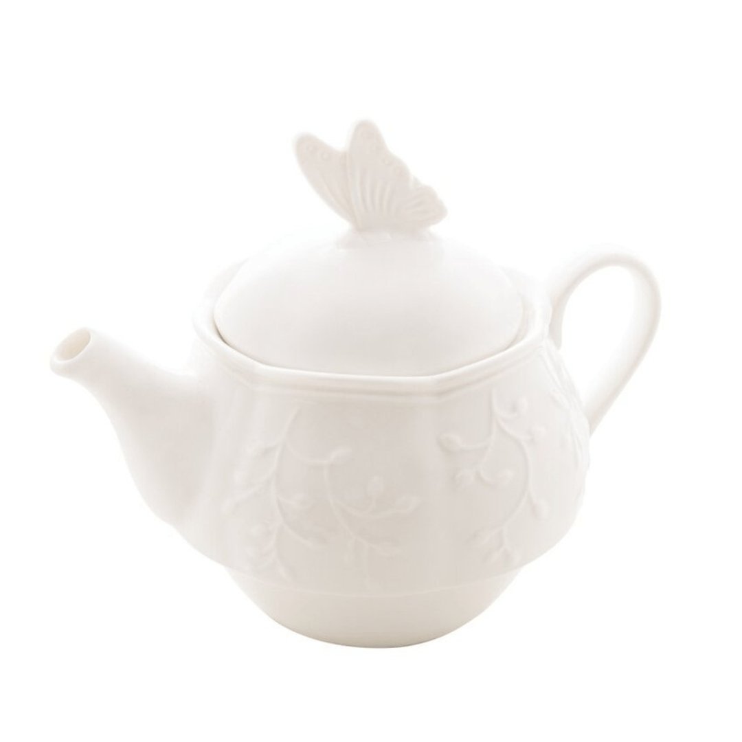 Conjunto para Chá 3 Peças de Porcelana New Bone Butterfly Flower