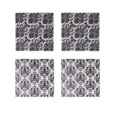 Conjunto Porta Copos de Cerâmica Preto e Branco 4 Peças