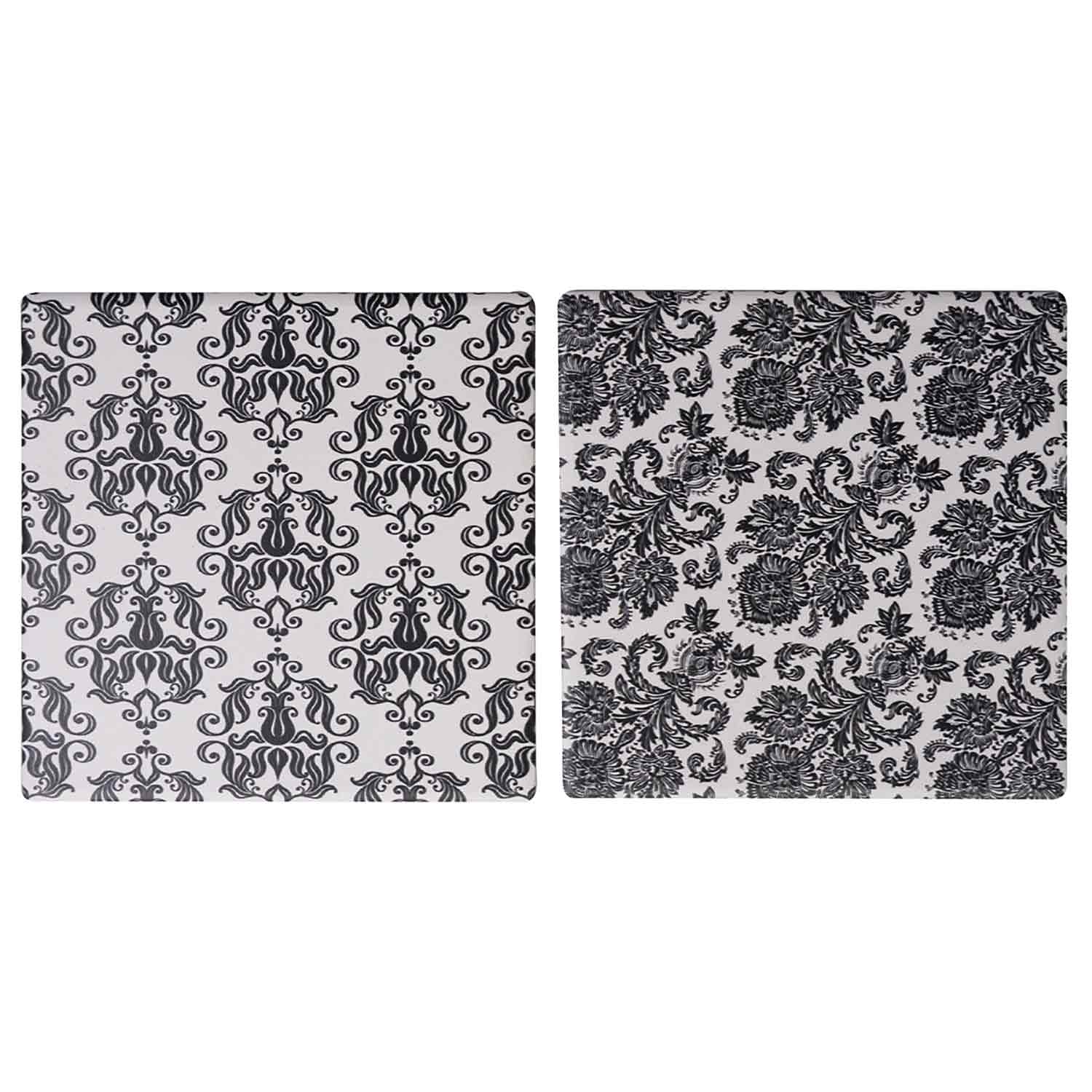 Conjunto Porta Copos de Cerâmica Preto e Branco 4 Peças