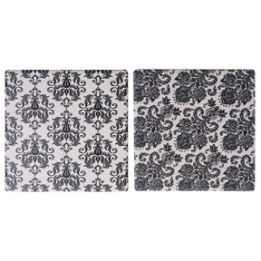 Conjunto Porta Copos de Cerâmica Preto e Branco 4 Peças