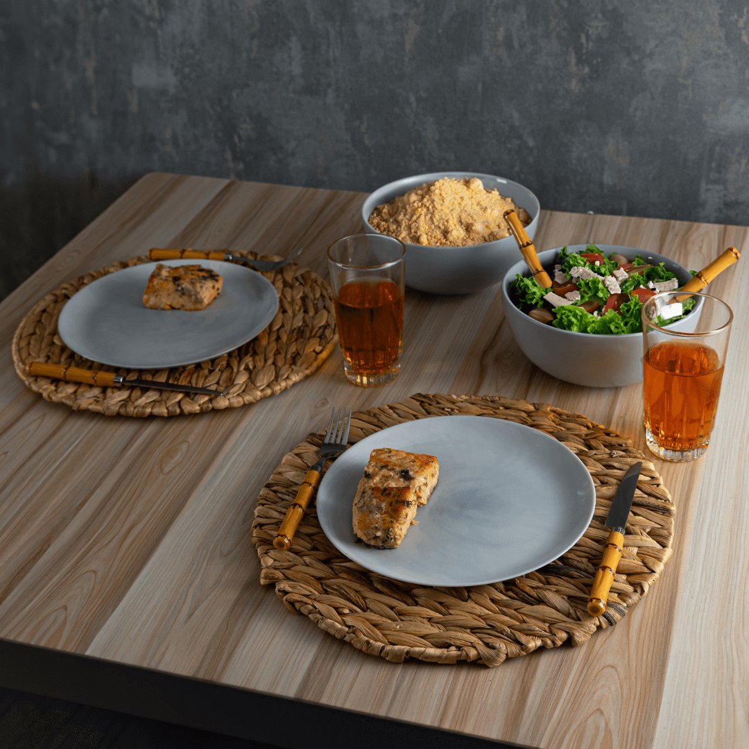 Conjunto Utensílios Para Servir Aço Inox Com Cabo Bambu Luxo 21cm - 2 Peças