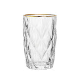 Copo Alto de Vidro Diamond com Fio de Ouro - 350ml