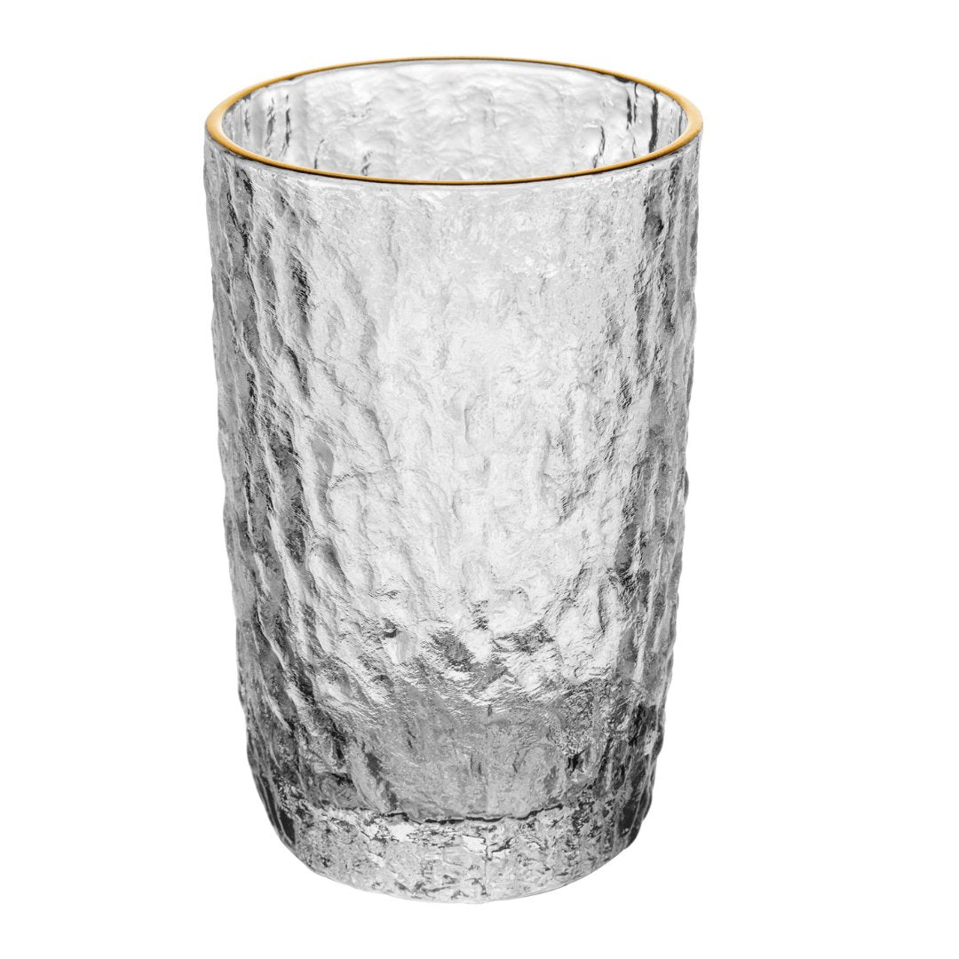 Copo Alto Petra Martelado em Cristal com Fio de Ouro 430ml