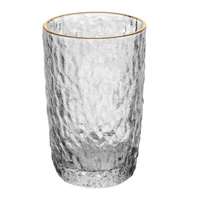Copo Alto Petra Martelado em Cristal com Fio de Ouro 430ml