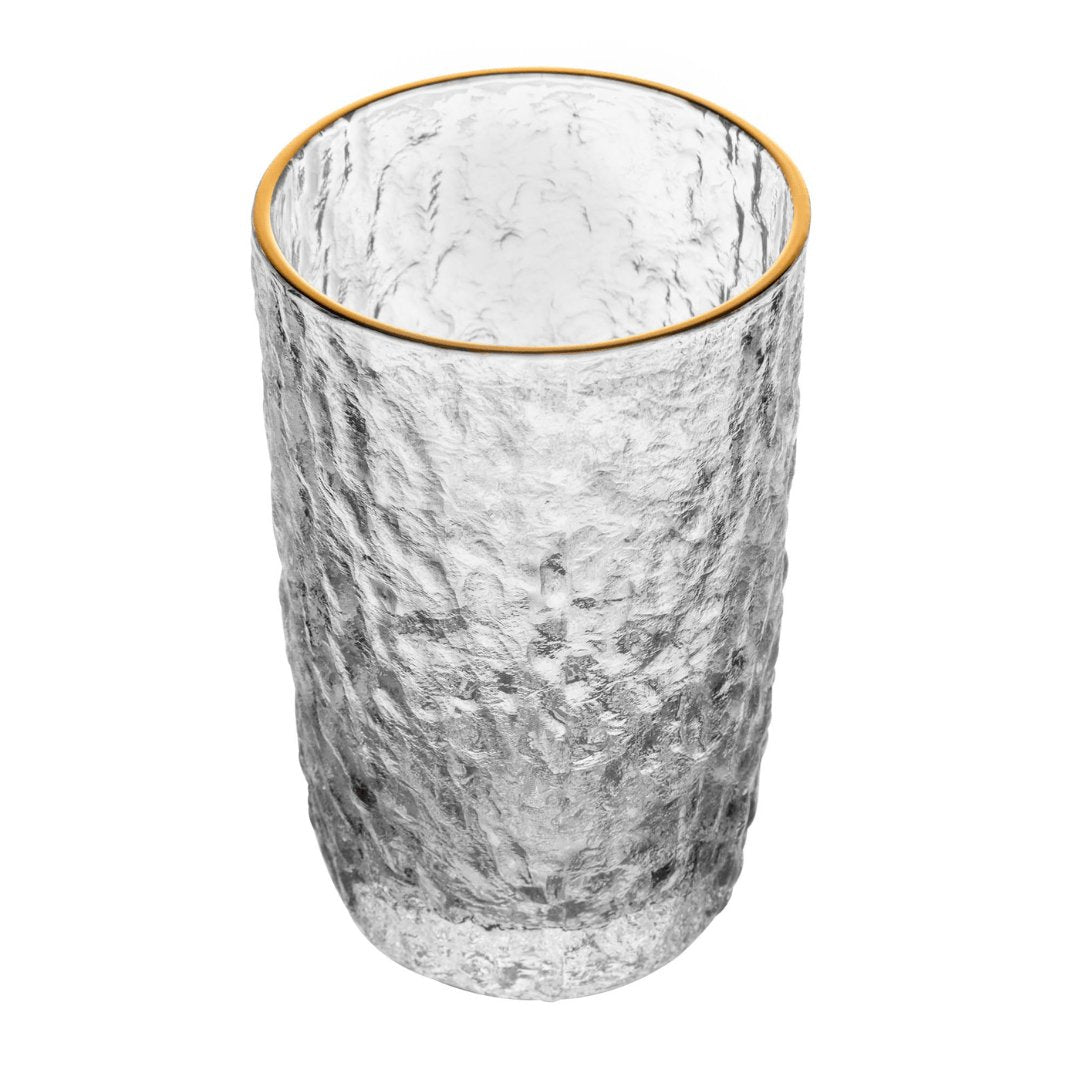 Copo Alto Petra Martelado em Cristal com Fio de Ouro 430ml