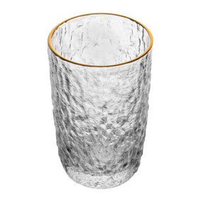 Copo Alto Petra Martelado em Cristal com Fio de Ouro 430ml