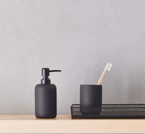 Copo Cachepot Porta Escova de Dente em Cimento Preto Fosco - 10 cm