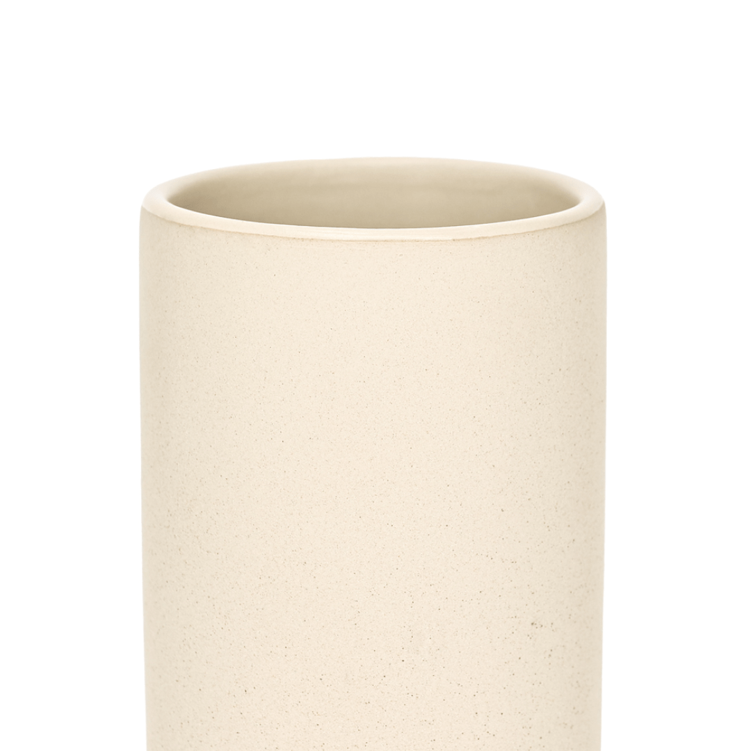 Copo Porta Escova em Cerâmica Bege 12cm
