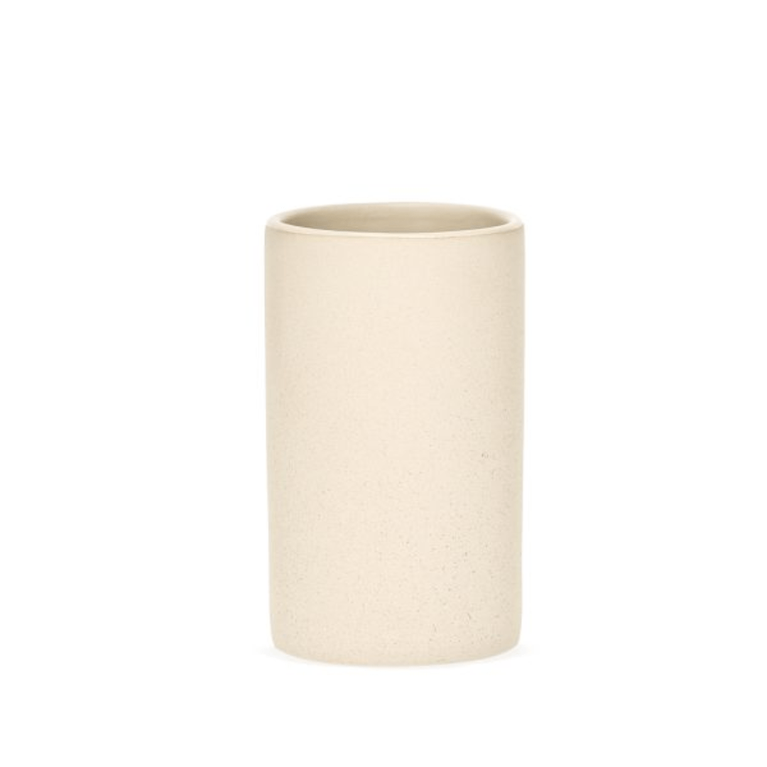 Copo Porta Escova em Cerâmica Bege 12cm