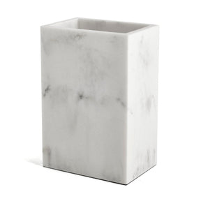 Copo Porta Escova Multiuso em Poliresina Branco Marmorizado 12cm