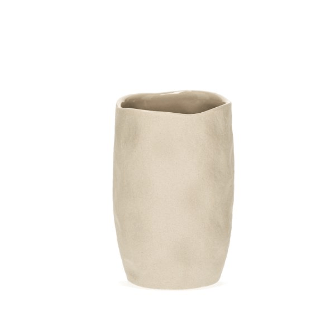 Copo Vaso Decorativo em Cerâmica Bege 12cm