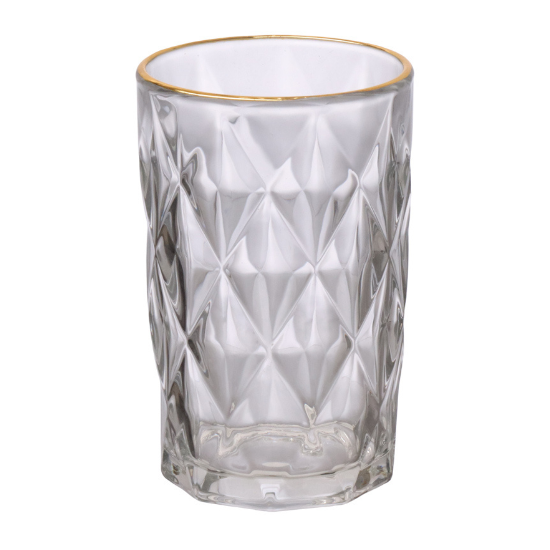 Jogo 6 Copos Diamond Long Drink Fio de Ouro 340ml