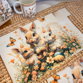 Jogo Americano Coelhos Rusticos Páscoa 34cm x 44cm