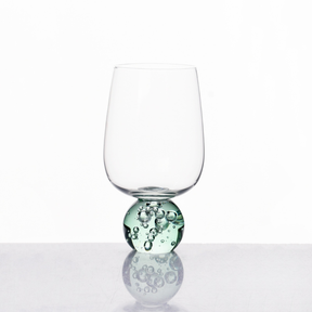 Jogo 6 Taças Base Esfera Verde e Transparente 580ml