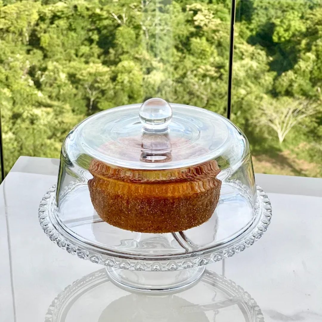 Boleira 6 em 1 Prato para Bolo Petisqueira Cristal Coração 25,5cm