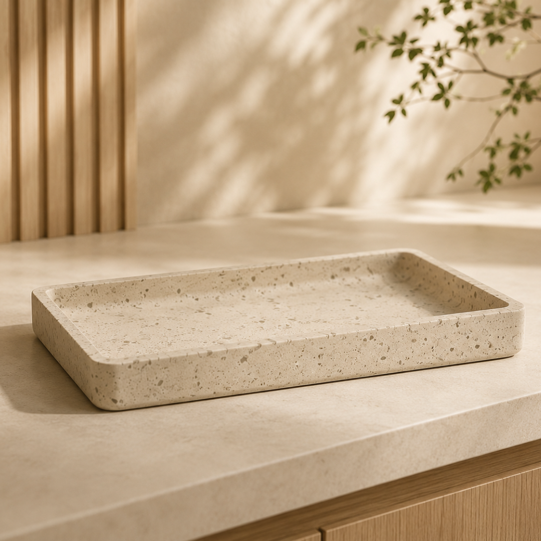 Bandeja Retangular em Polirresina Branca 19,5cm