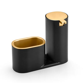 Dispenser para Detergente com Bucha Linha Conceito Preto com Dourado