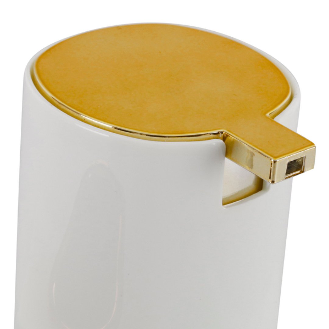 Dispenser Porta Detergente com Bucha Linha Conceito Branco com Dourado