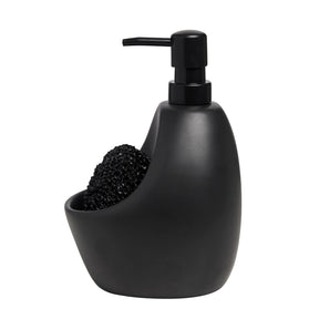 Dispenser Porta Detergente com Esponja Joey Cerâmica Preto 591ml