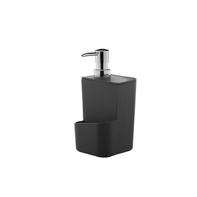 Dispenser Porta Detergente com Porta Esponja Trium Preto Cromado 650 ml