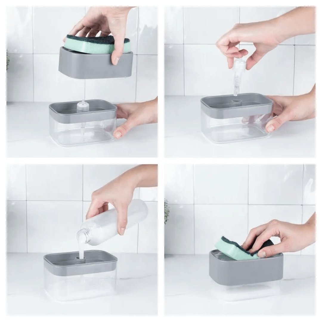 Dispenser Porta Detergente e Esponja Trium Chumbo 500ml