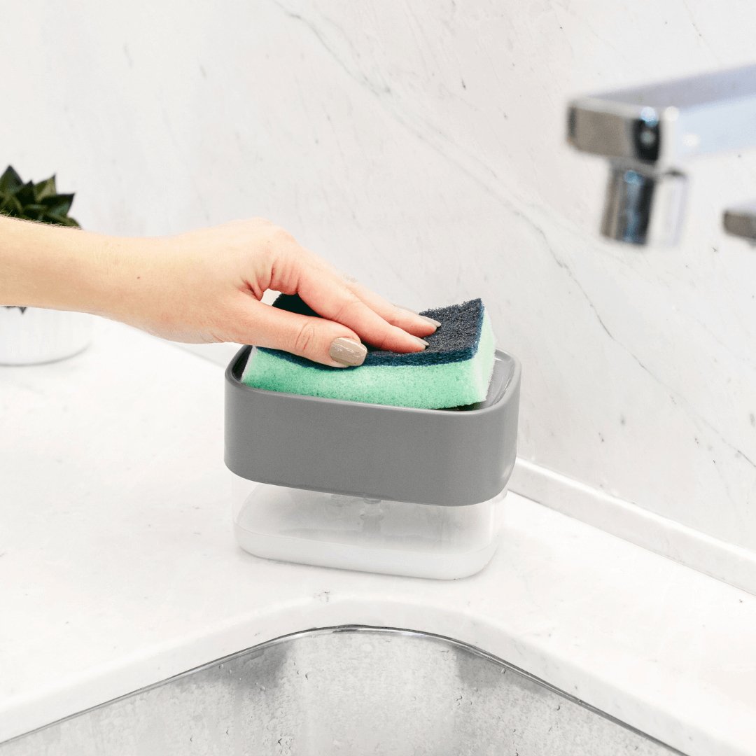 Dispenser Porta Detergente e Esponja Trium Chumbo 500ml