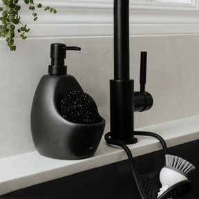 Dispenser Porta Detergente com Esponja Joey Cerâmica Preto 591ml