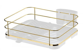 Escorredor de Louças Branco e Dourado com Bico