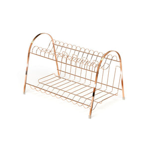 Escorredor De Louças Duplo Cobre Rose Gold 14 Pratos e 6 Copos
