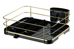 Escorredor de Louças Preto e Dourado com Bico