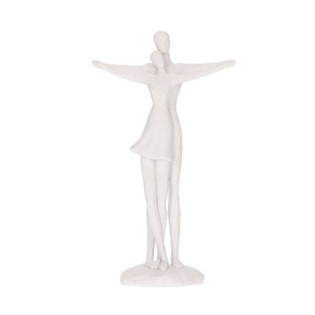 Escultura Casal em Polirresina Branca 30,5cm