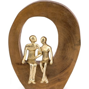 Escultura Casal Dourado em Madeira 22,5cm