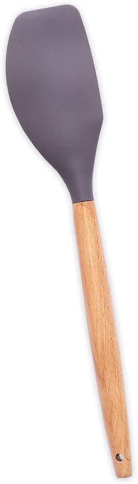 Espátula Reta de Silicone com Cabo de Madeira Cinza