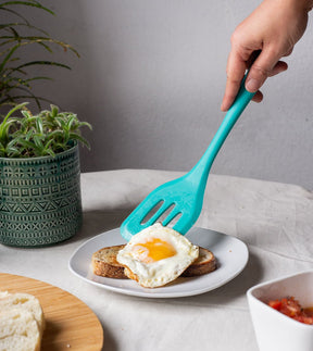 Espátula Vazada de Silicone Duplo Verde