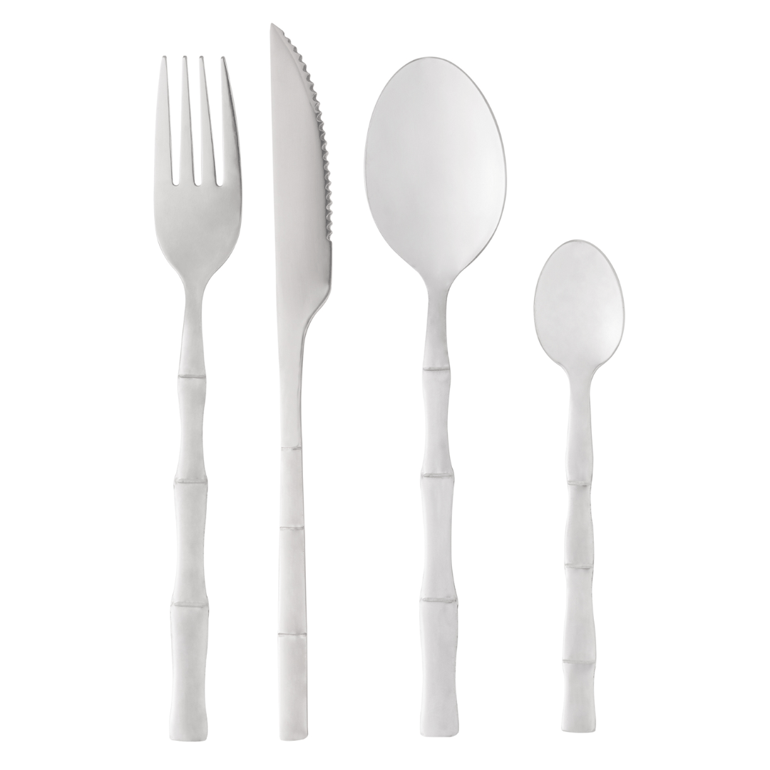 Faqueiro Elegant Estilo Bambu em Aço Inox 16 Peças