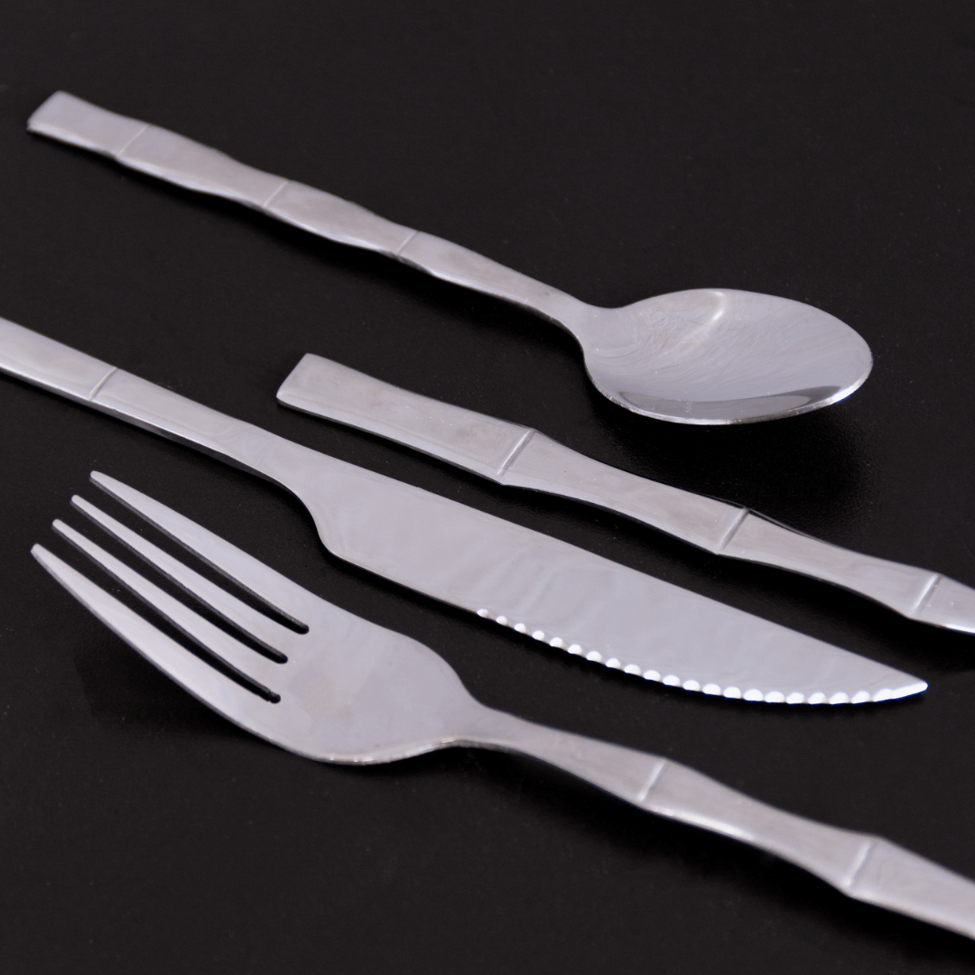 Faqueiro Elegant Estilo Bambu em Aço Inox 16 Peças