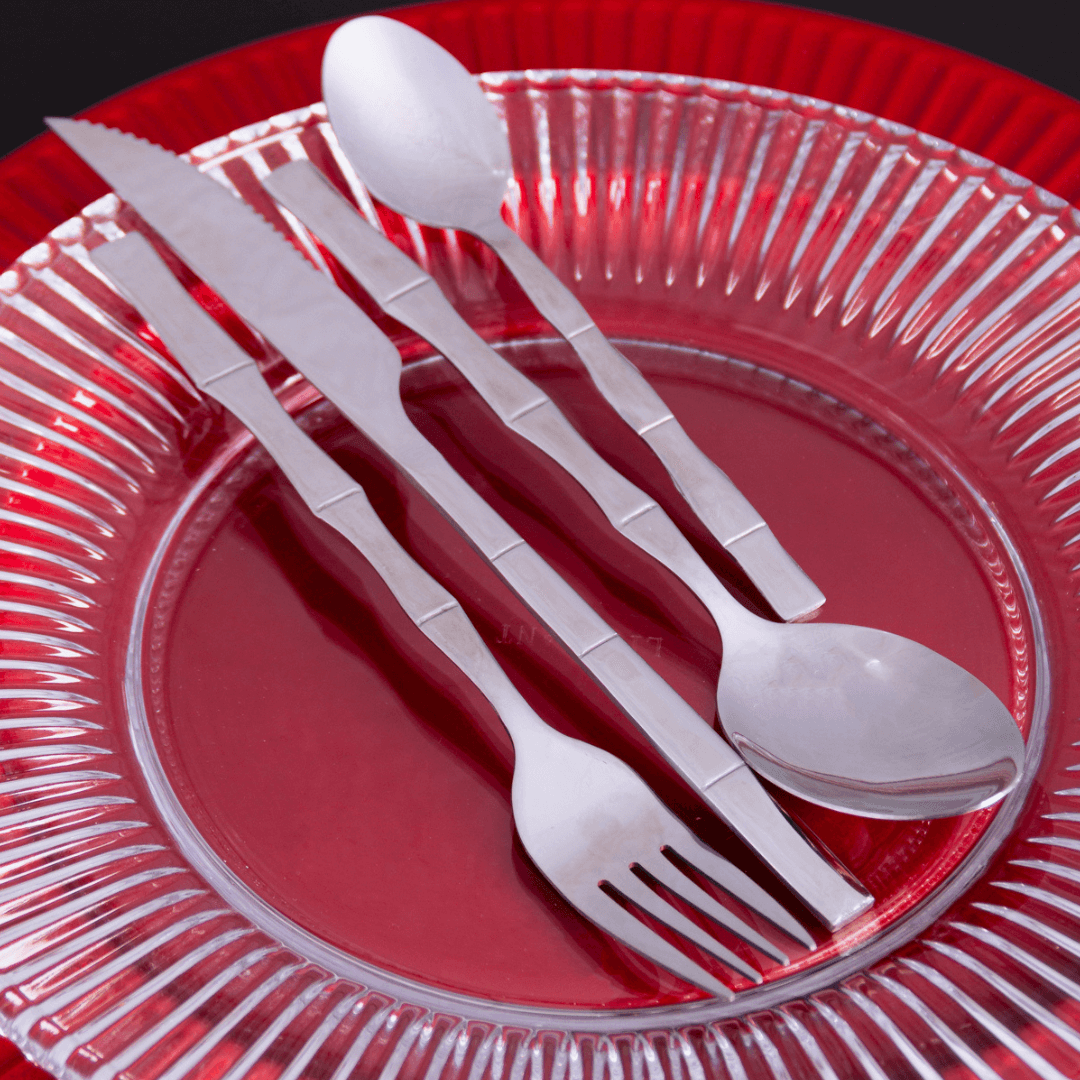 Faqueiro Elegant Estilo Bambu em Aço Inox 16 Peças