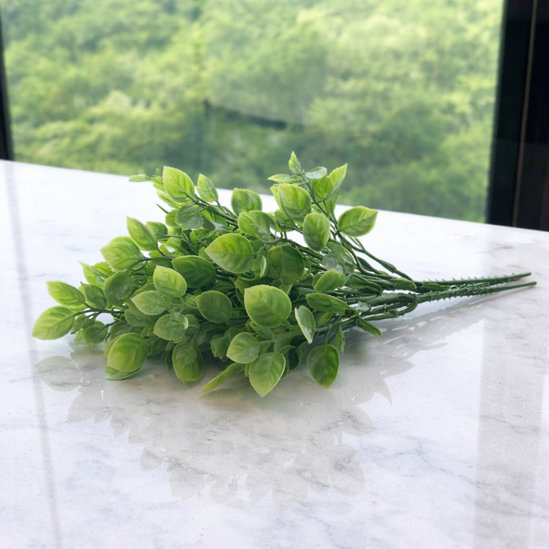 Pick de Folhas Plásticas Flocadas Verde