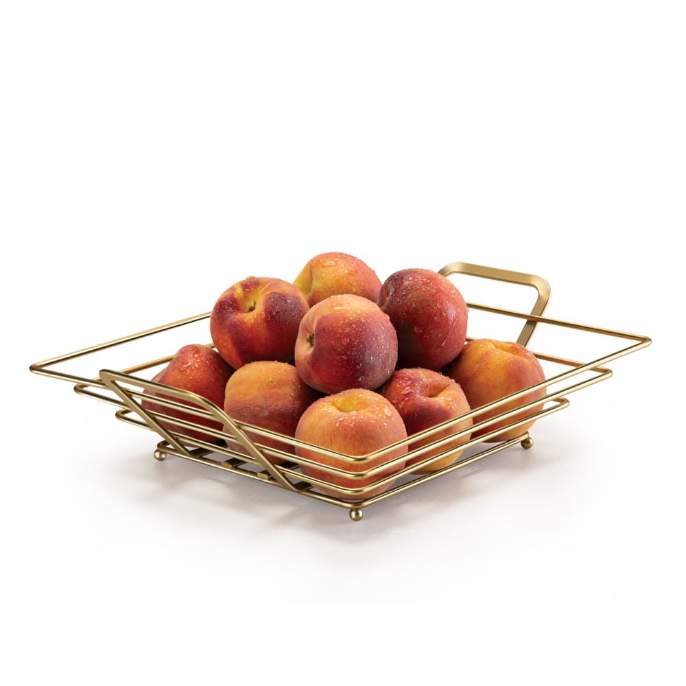 Fruteira de Mesa Quadrada Dourada
