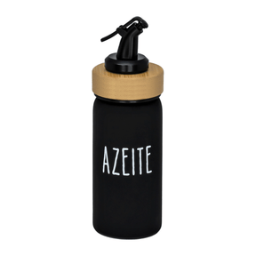 Galheteiro Azeite Doha Vidro e Tampa de Bambu Preto 220ml