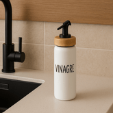 Galheteiro Vinagre Doha Vidro e Tampa de Bambu Branco 220ml