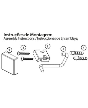 Gancho Duplo com Fixação Parafuso Preto Fosco