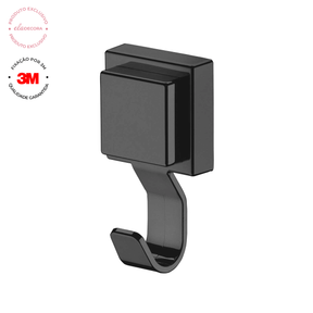 Gancho Multiuso com Fixação 3M Preto Fosco