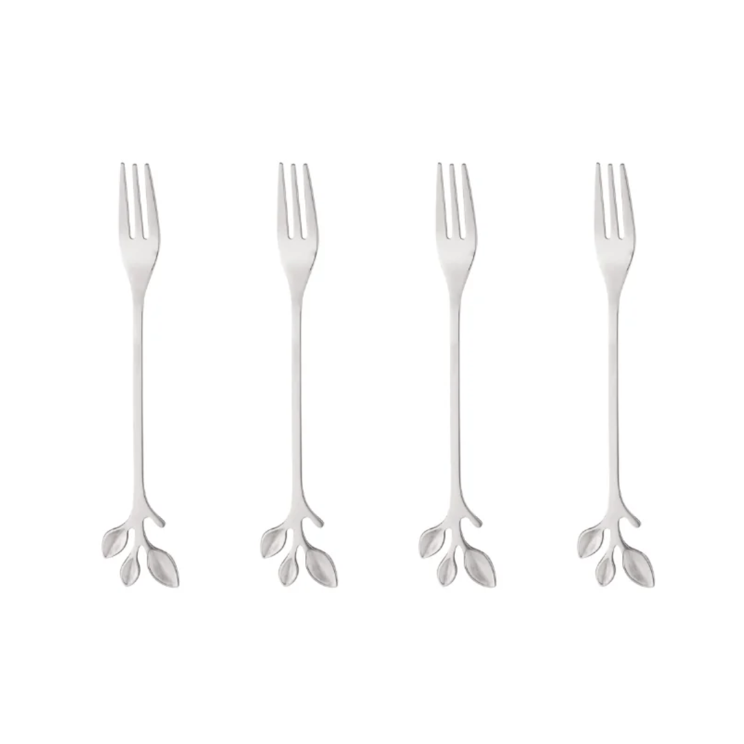 Jogo de Garfos para Aperitivo em Aço Inox Leaves 4 Peças