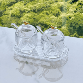 Açucareiro com Colher e Tampa de Cristal Golden Bird 150ml