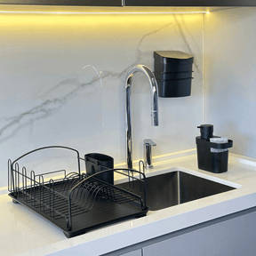 Suporte Com Lixeira De Fixacao Ventosa Preto Fosco 2,5 Litros