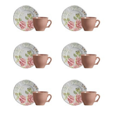 Jogo 6 Xicaras de Café com Pires Jardim Encantado 100ml